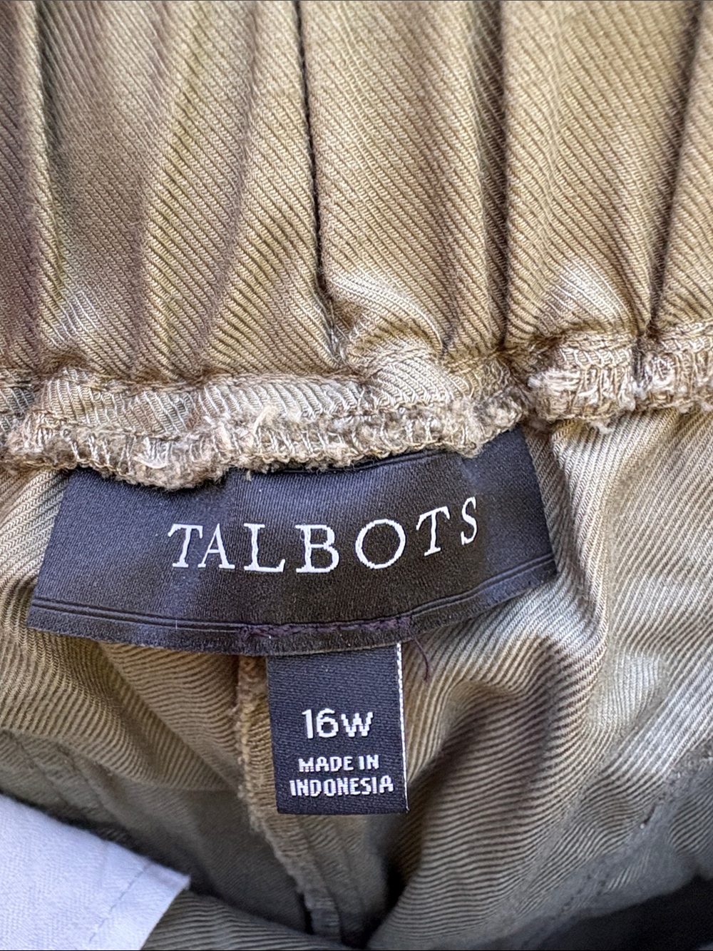 Talbots Olive Pull-On Drawstring Chinos - Picture 2 of 12
